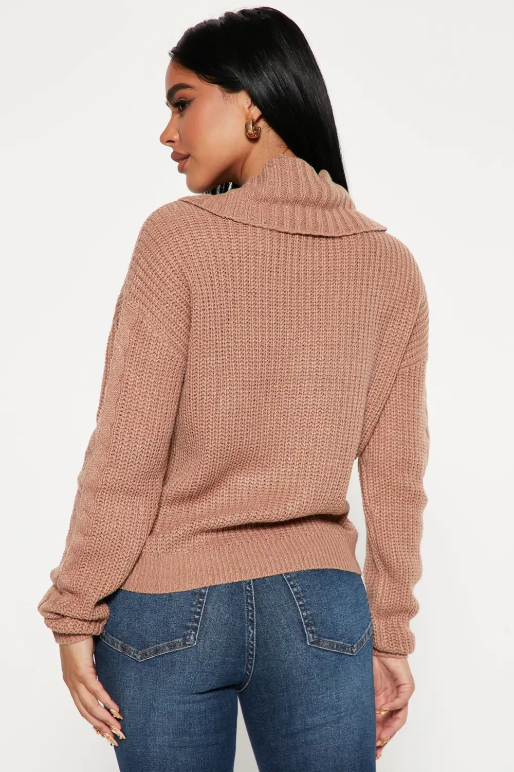 Keep On Guessin' Cowl Neck Sweater - Mocha