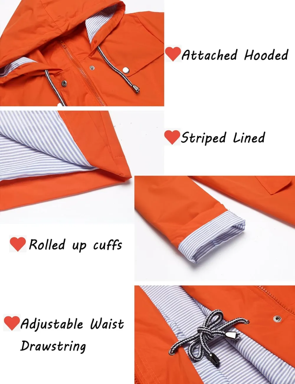 Womens Lightweight Hooded Waterproof Active Outdoor Rain Jacket S-XXL