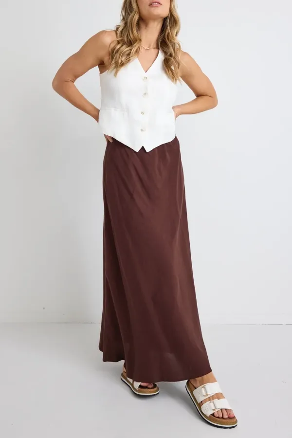 Linen Floaty Bias Cut Maxi Skirt
