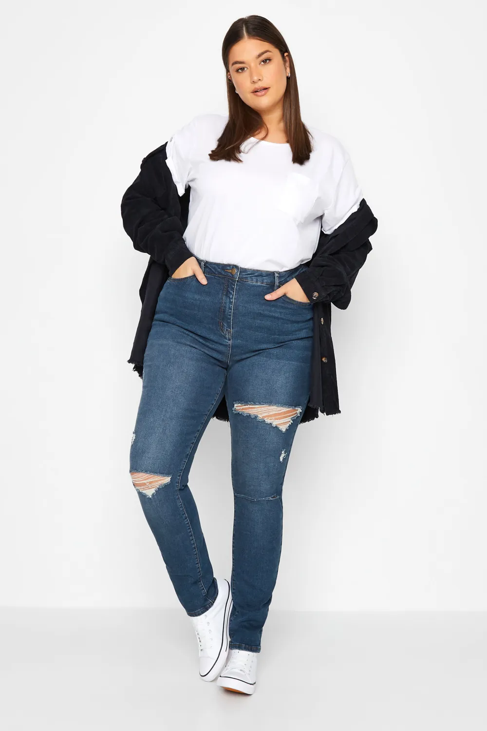 LTS Tall Dark Green AVA Stretch Skinny Jeans