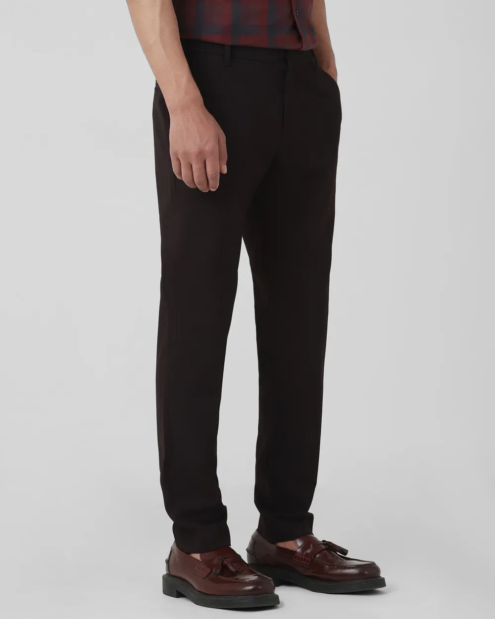 Classic Versatile Daily Slim-Fit Straight-Leg Maroon Trousers