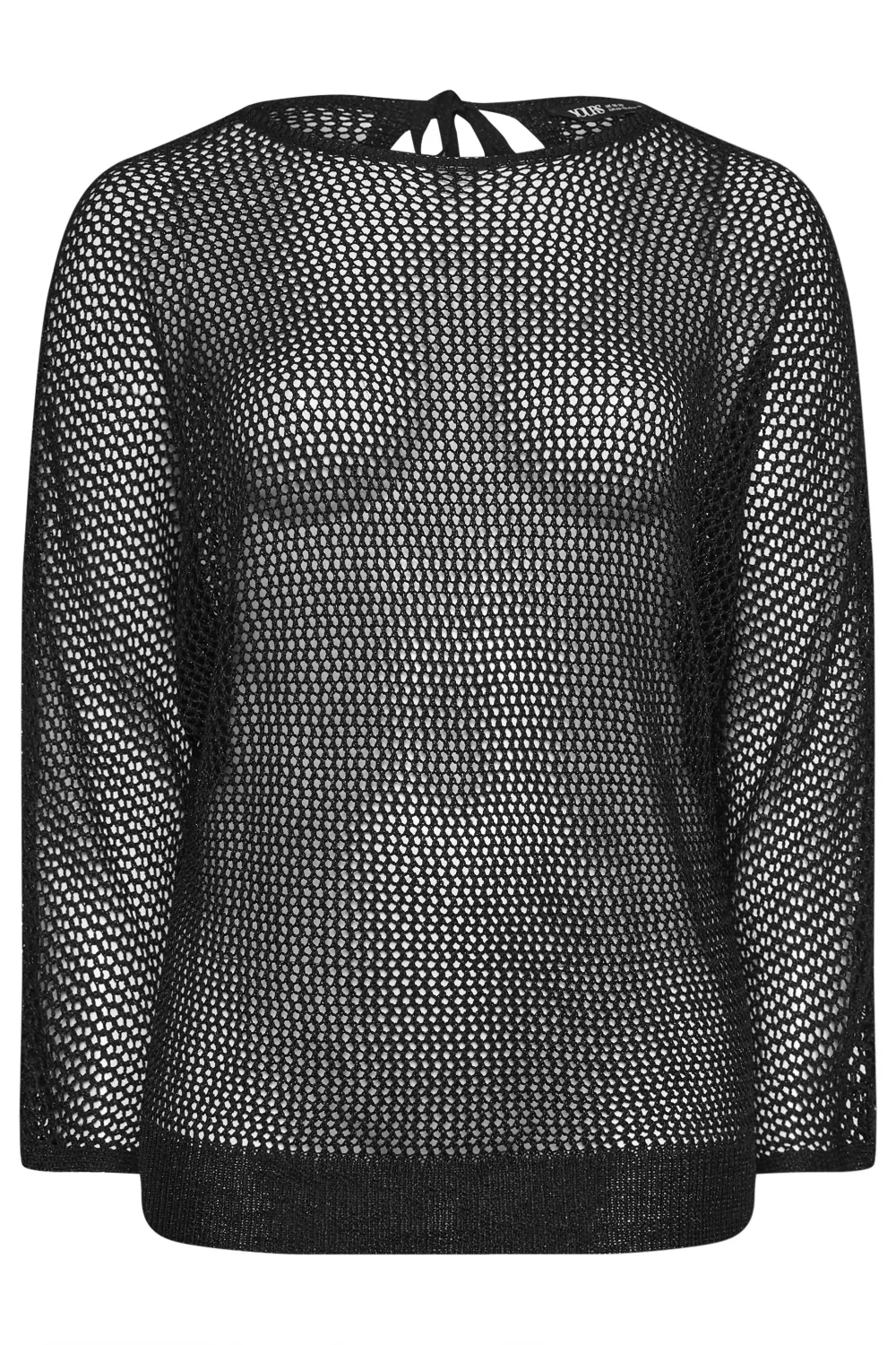 YOURS Curve Black Metallic Crochet Jumper