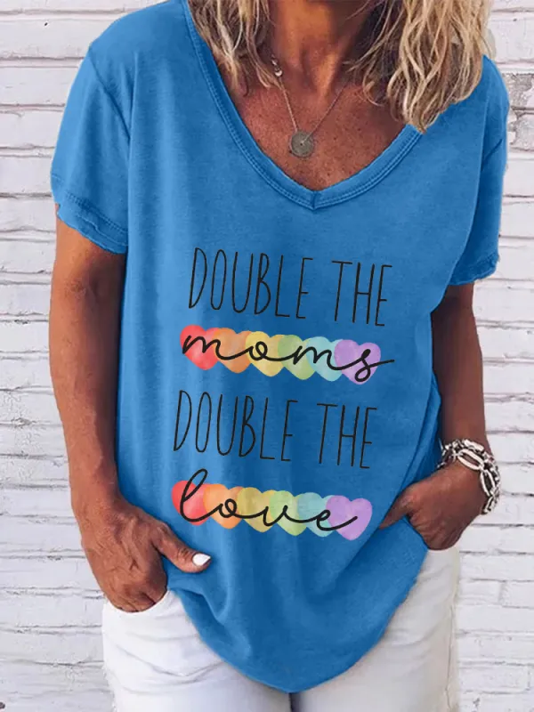 Double The Love V-Neck Short-Sleeved T-Shirts