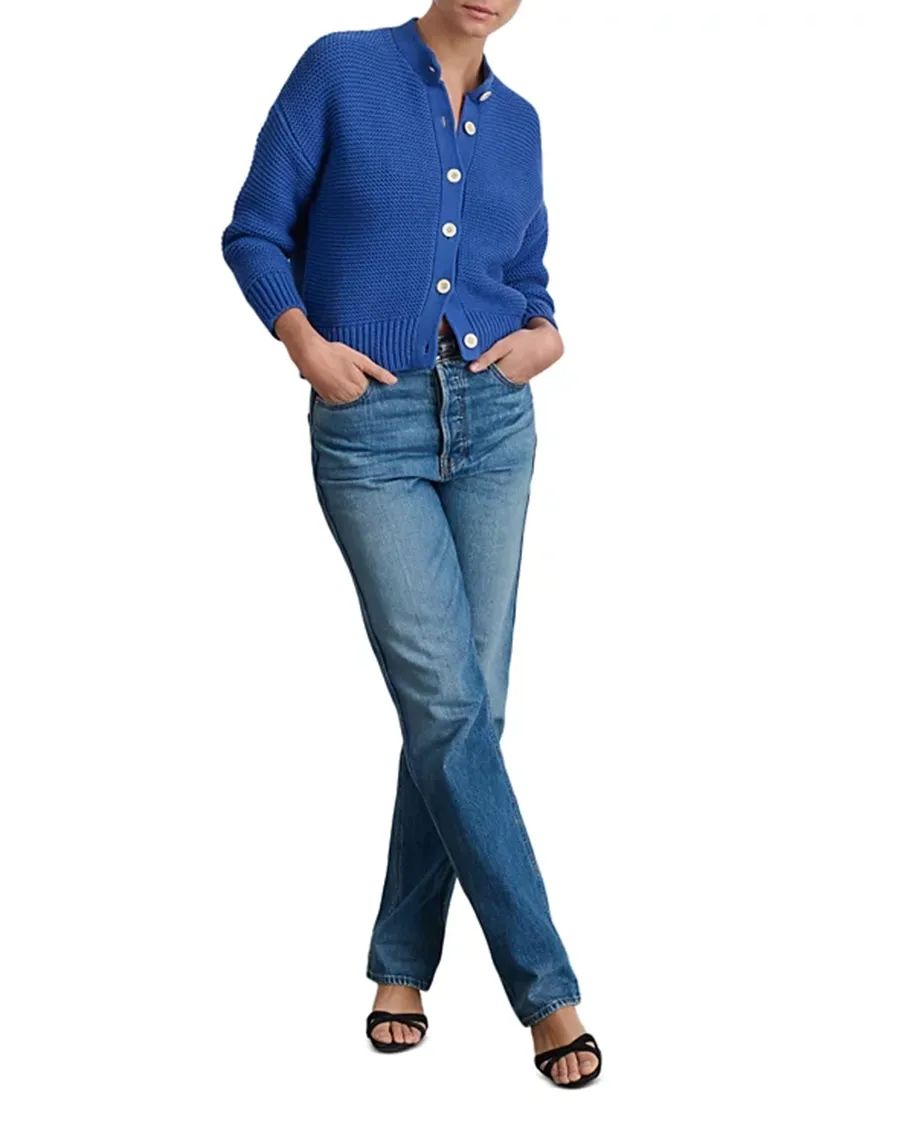 Casual Style Crewneck Cotton Cardigan