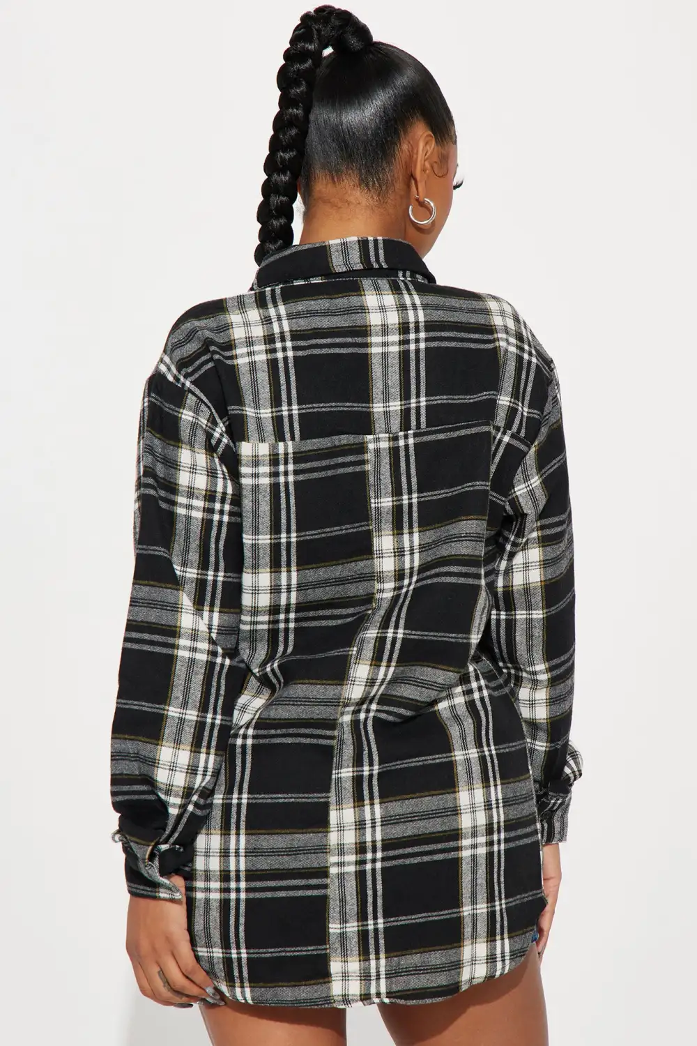 Casual Nights Oversized Plaid Shirt - Black/combo