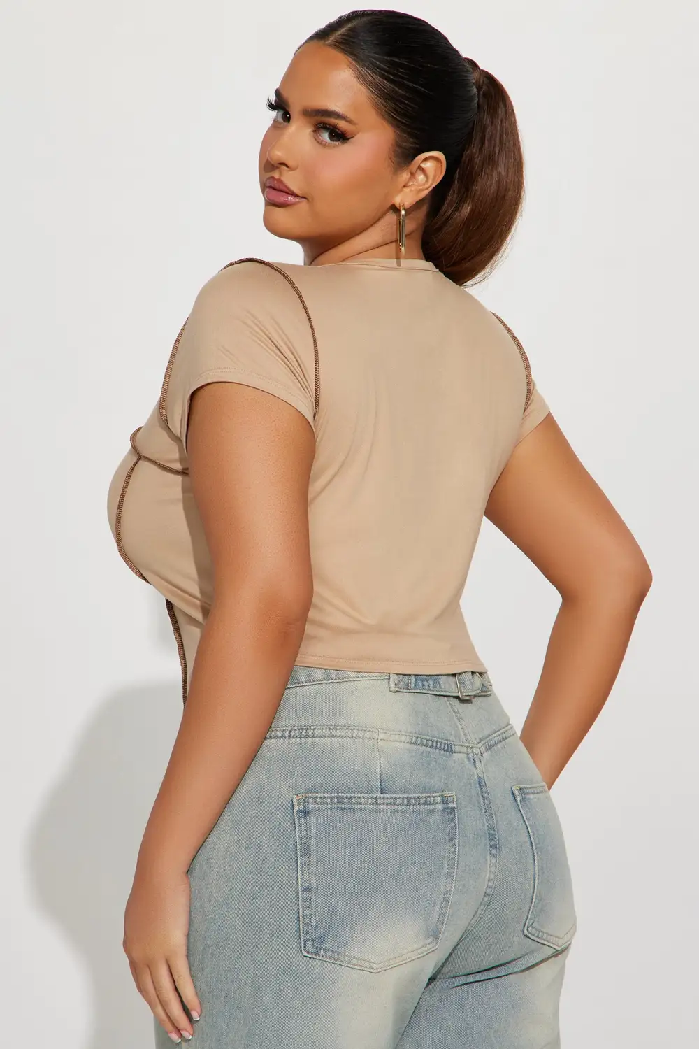 Tequila First Crop Top - Taupe