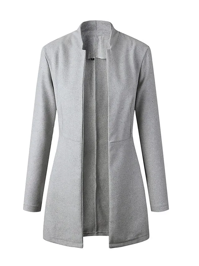 Women's Coat Outdoor Slim Fit Plain Warm Fashion Regular Fit Outerwear Long Sleeve Spring Dark Gray S