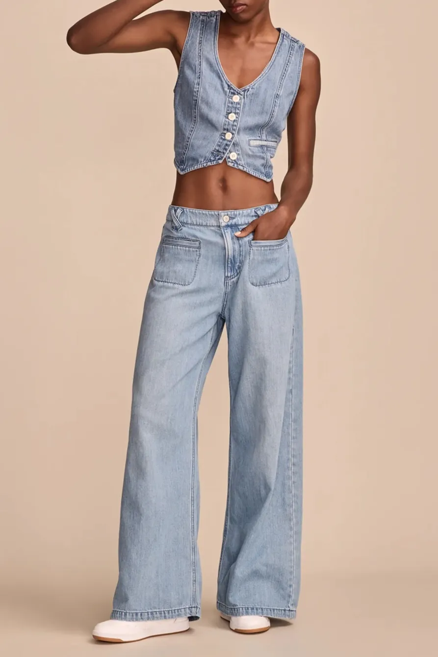 Light Wash Denim Flip Side Wash Palazzo