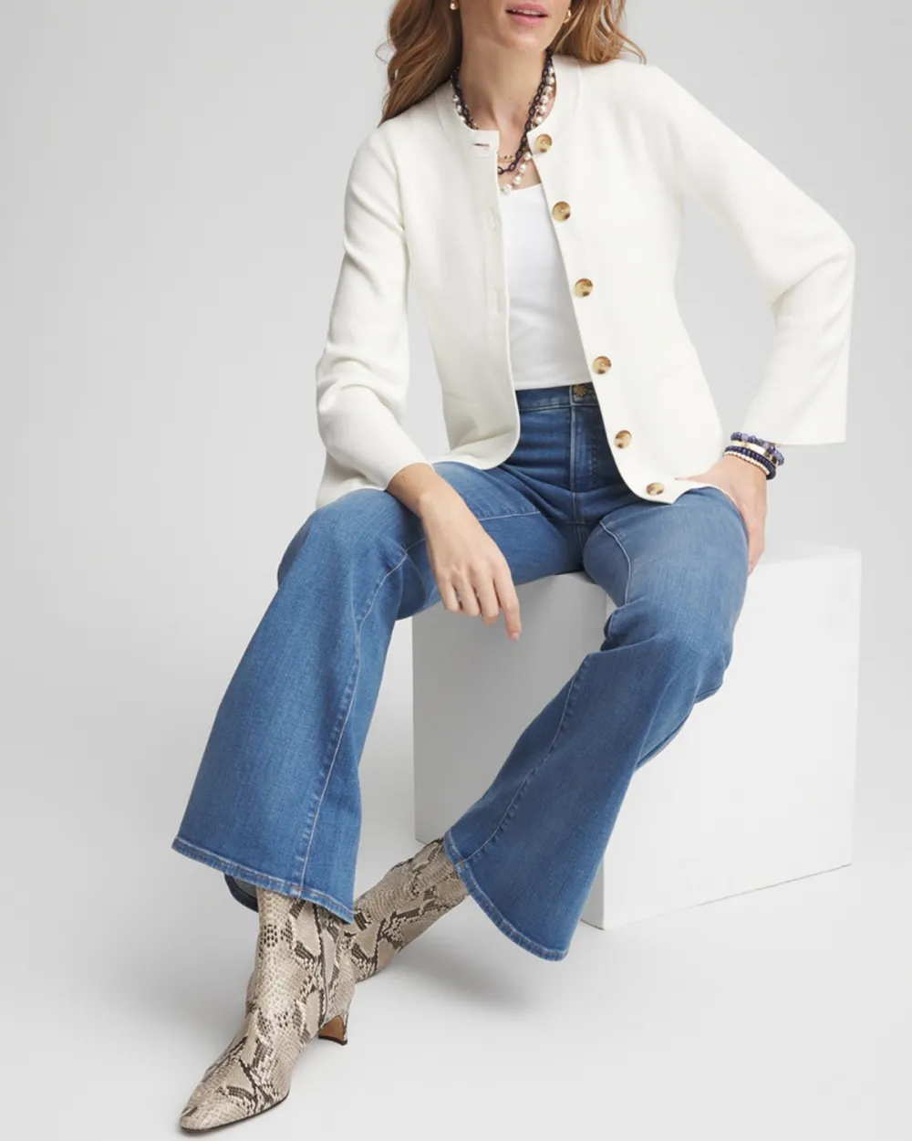 Faux Horn Button-Up Cardigan