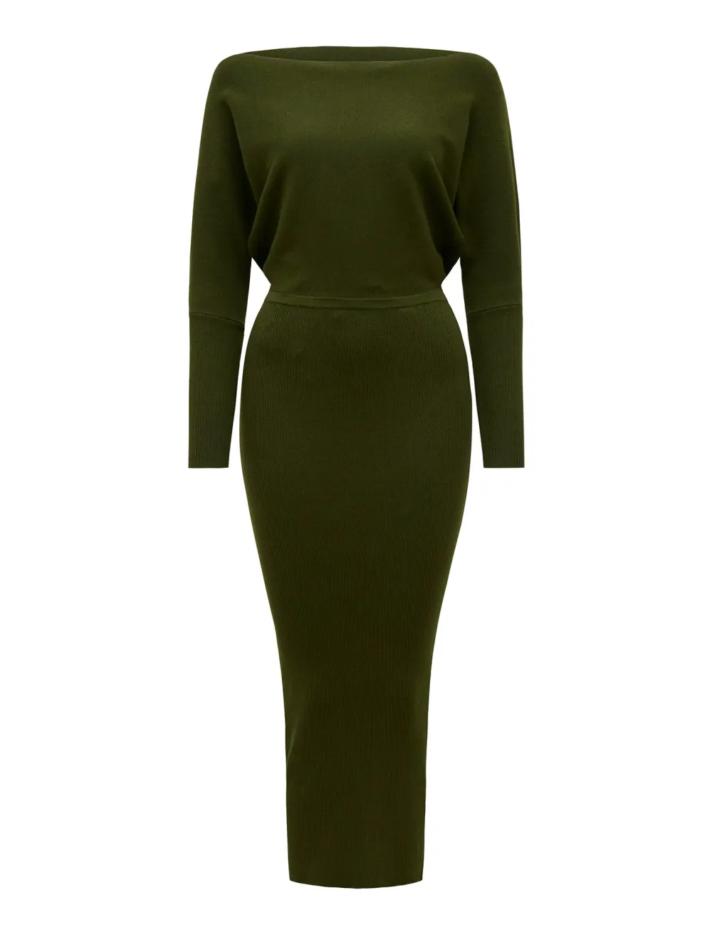 Green Off-Shoulder Midi Dress
