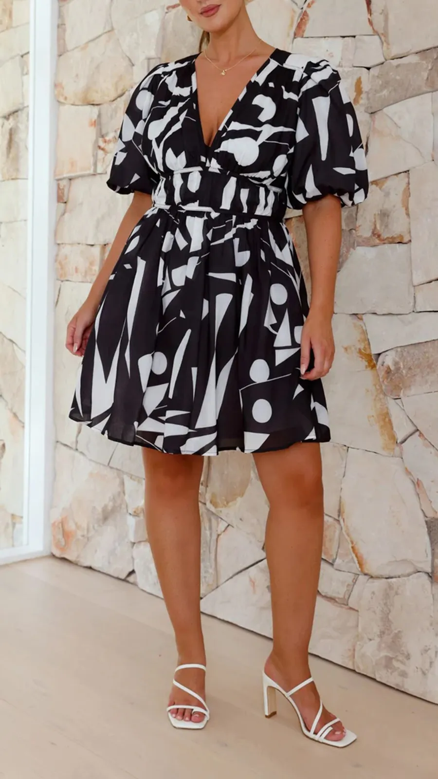 Short Puff Sleeve Mini Dress