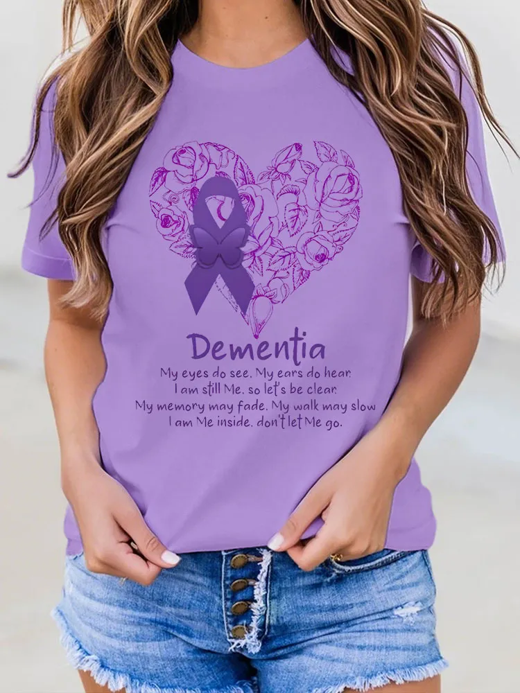 Women's Alzheimer's Awareness Floral Print T-Shirt