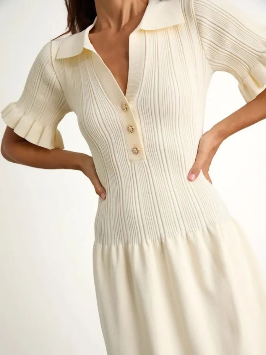 Casual Knit Polo Dress