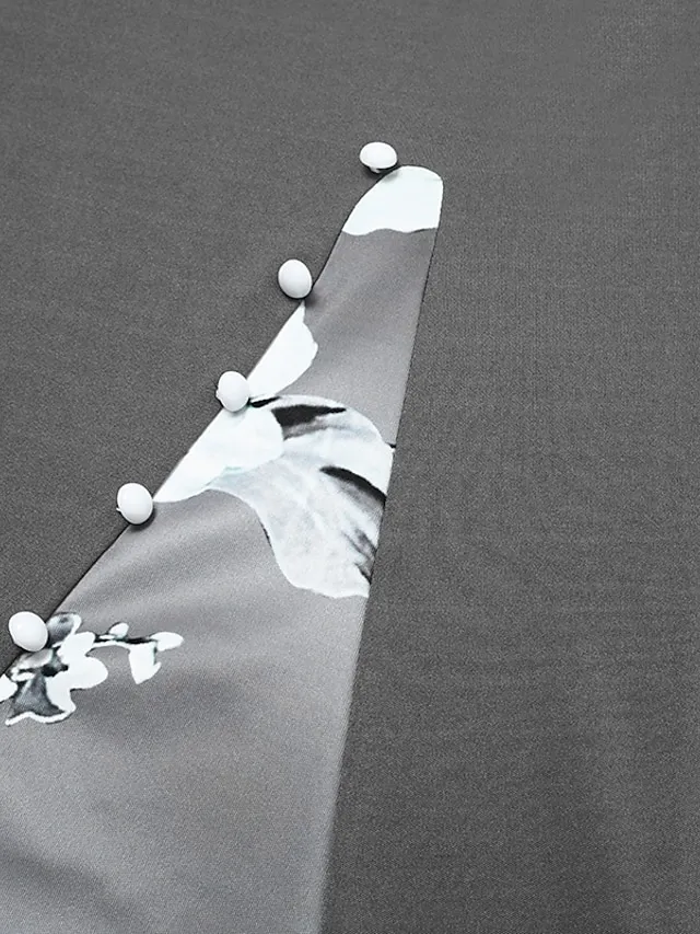 Women‘s Swing Dress Midi Dress Green Blue Gray Half Sleeve Floral Split Print Summer Spring V Neck Stylish Casual 2023 S M L XL XXL 3XL