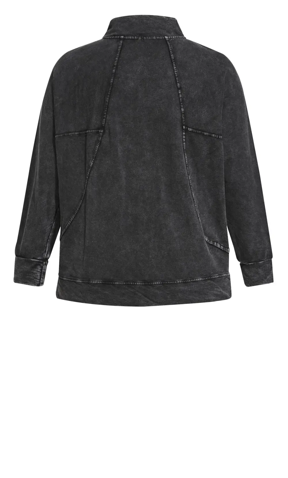 Evans Black Acid Wash Zip Up Sweatshirt