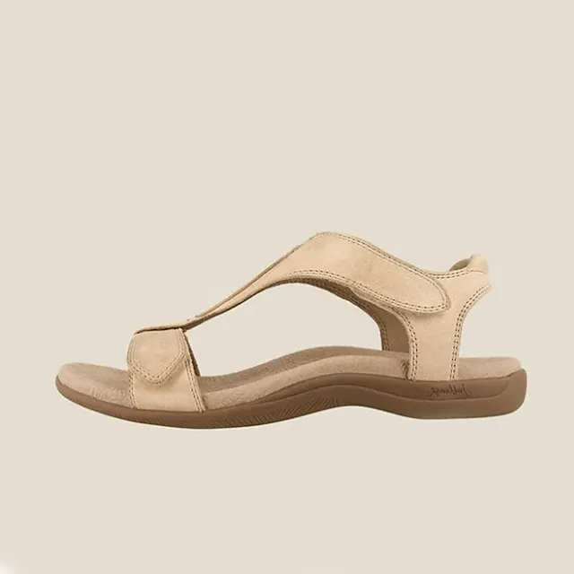 Women's Sandals Flat Sandals Comfort Shoes Plus Size Outdoor Office Daily Summer Flat Heel Open Toe Casual Walking Shoes PU Leather Magic Tape Solid Colored Black Yellow Red