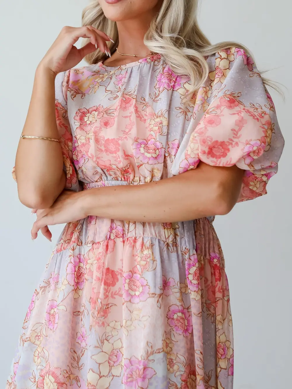 All About The Flowers Light Blue Midi Dress