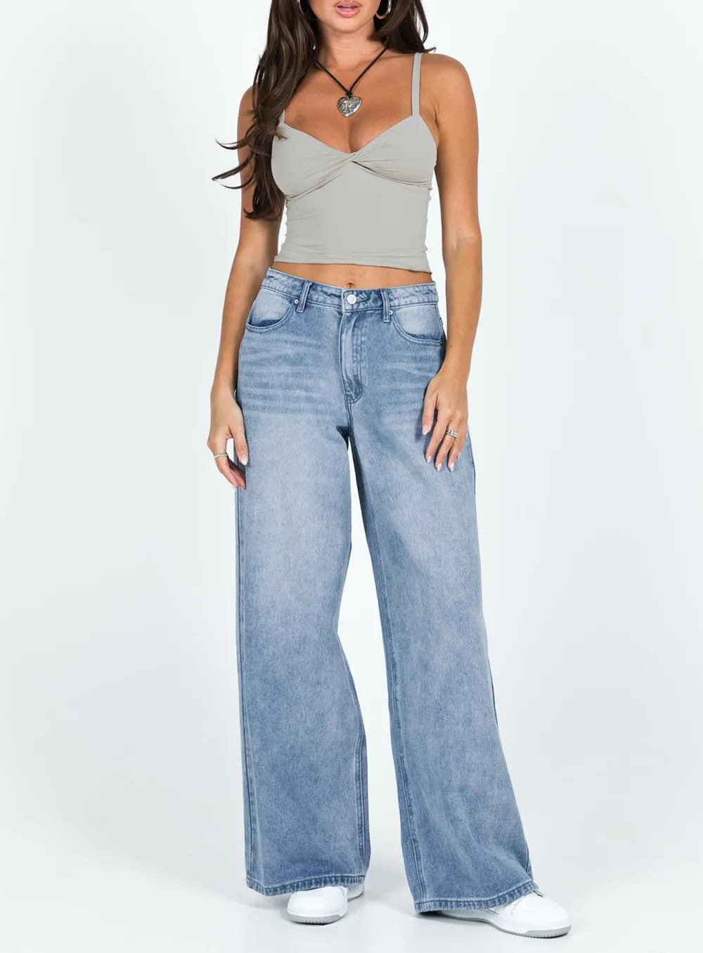 Grey Crisscross Strap Crop Top