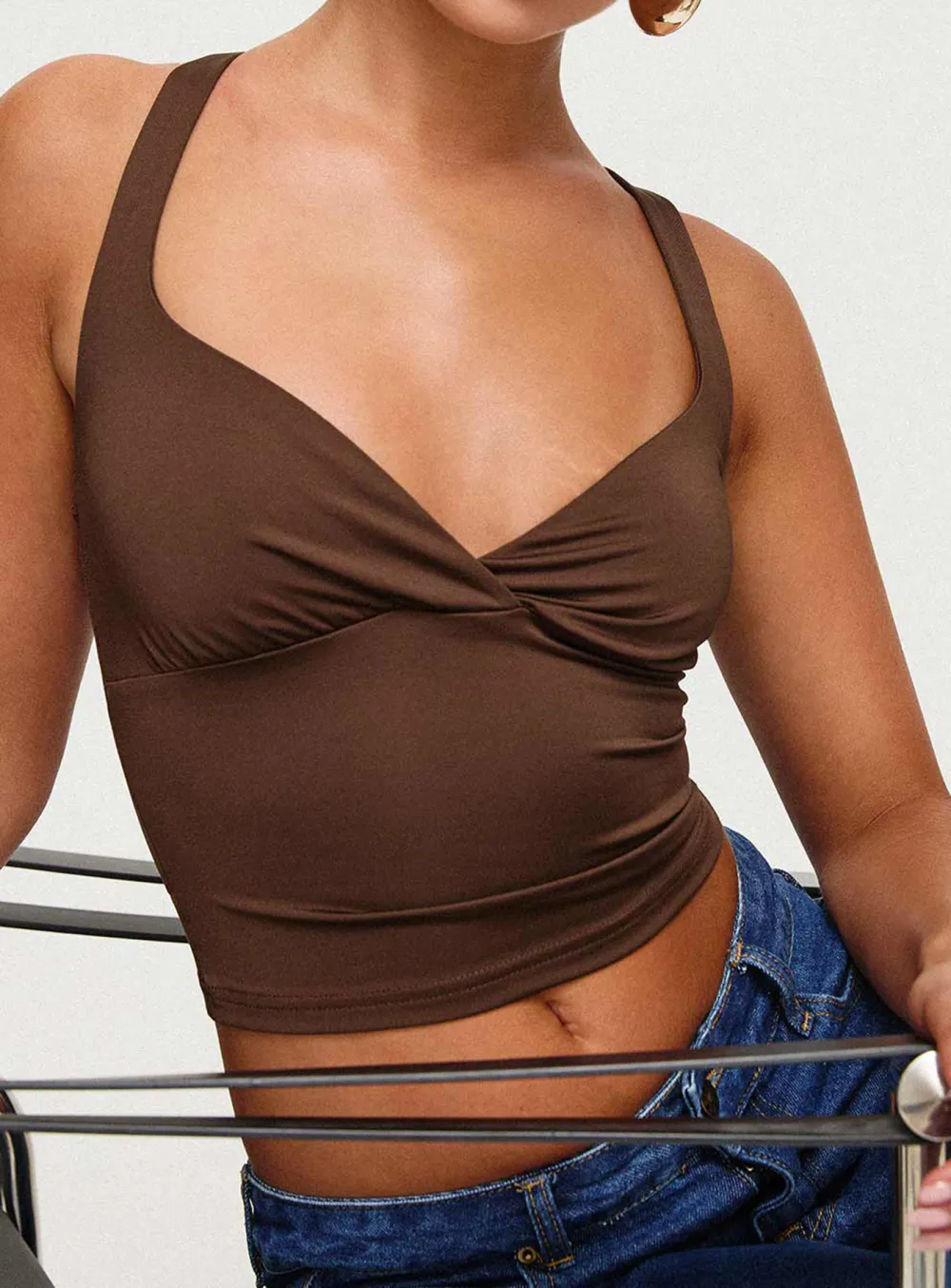 Ruched Front Red Crop Top