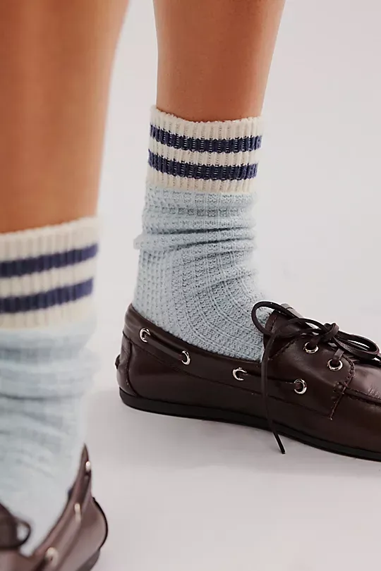 Cozy Stripe Socks Blue