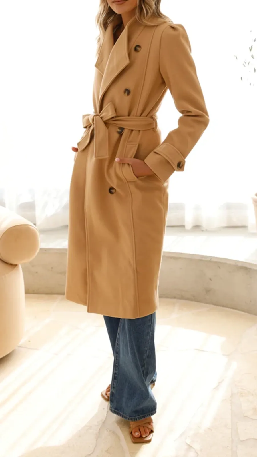 Elongated Button-Down Wool Jacket