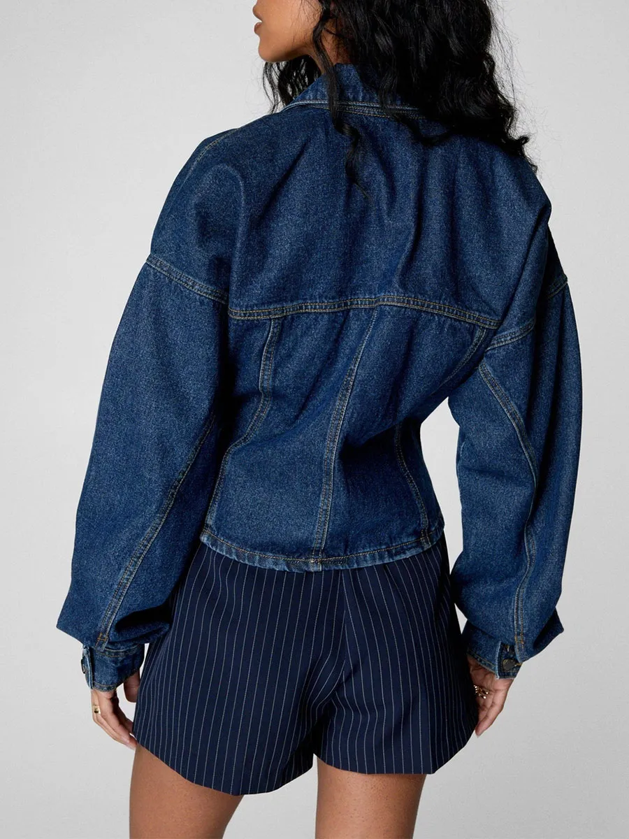 Lady'S Fashionable Denim Shirt
