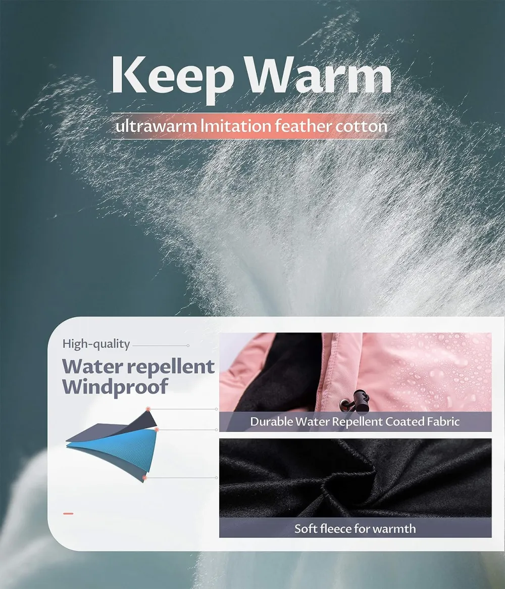 US Women's Winter Hooded Coat Waterproof Warm Long Puffer Jacket Parka