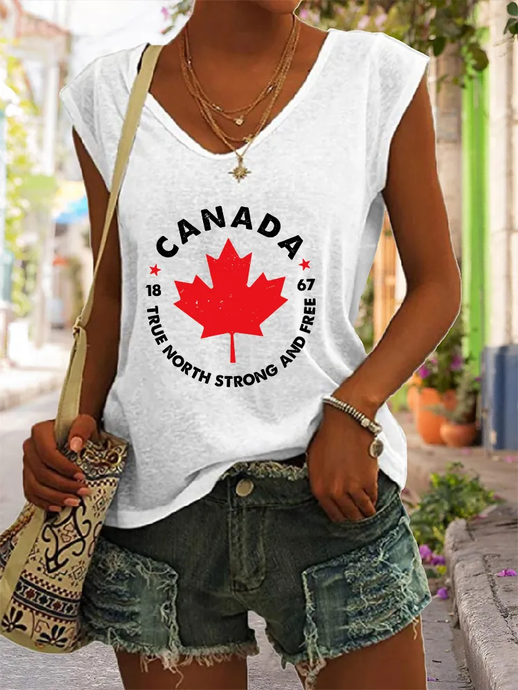 Women's Canada 1867 True North Strong And Free V-neck Vest