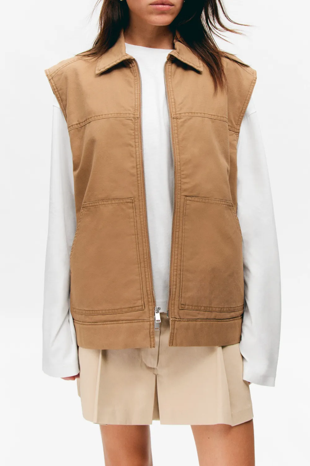 Canvas Zip Up Vest