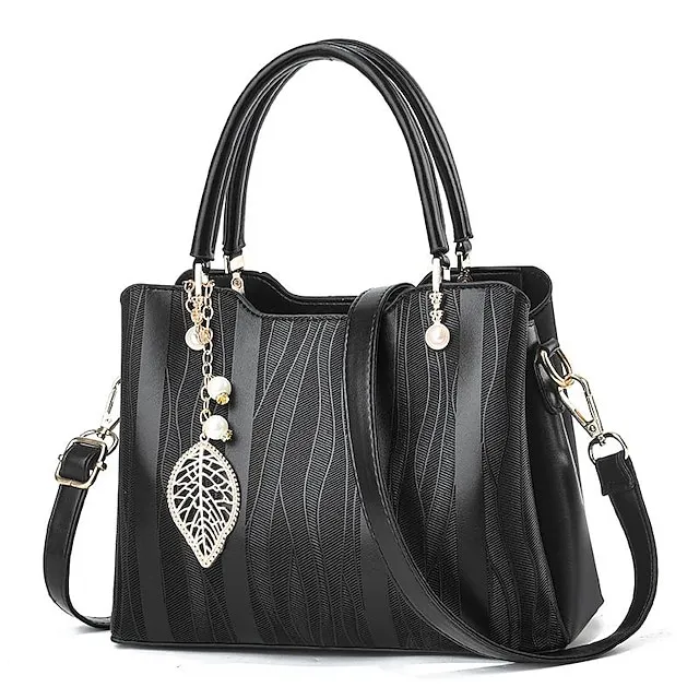 Women's Tote Top Handle Bag PU Leather Daily Office & Career Maroon Black Light Green