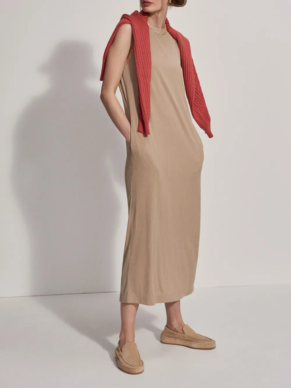 Satin Sleeveless Midi Dress