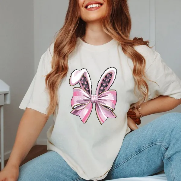 A Pink Bow With Bunny Ears, Casual T-Shirt