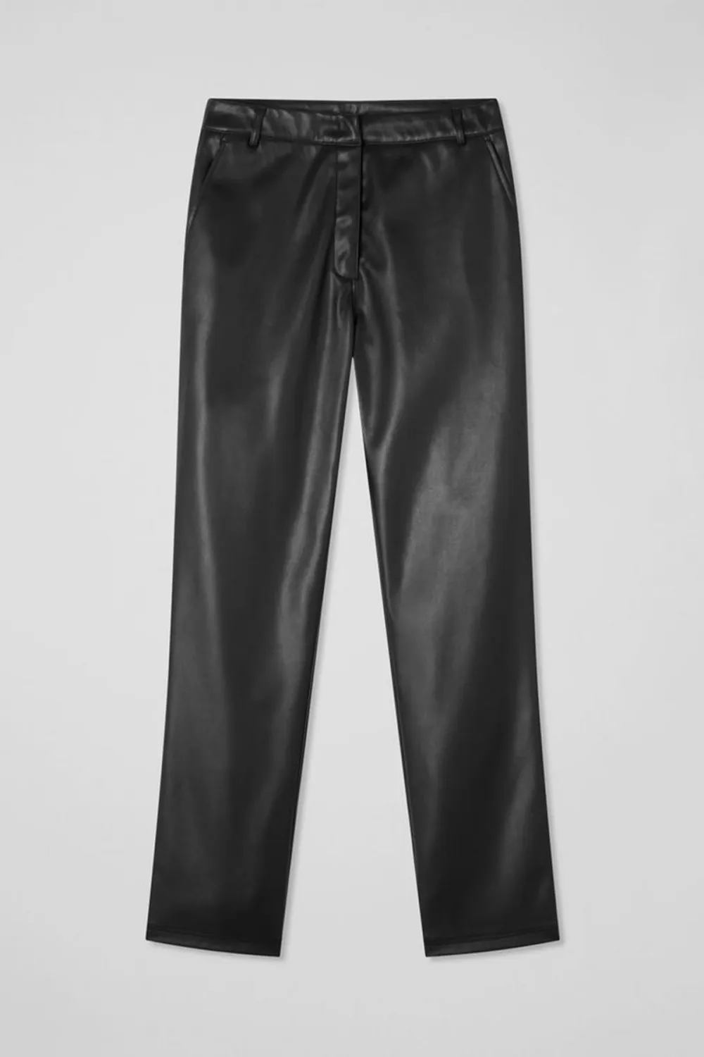 Black Faux Leather Straight Leg Trousers