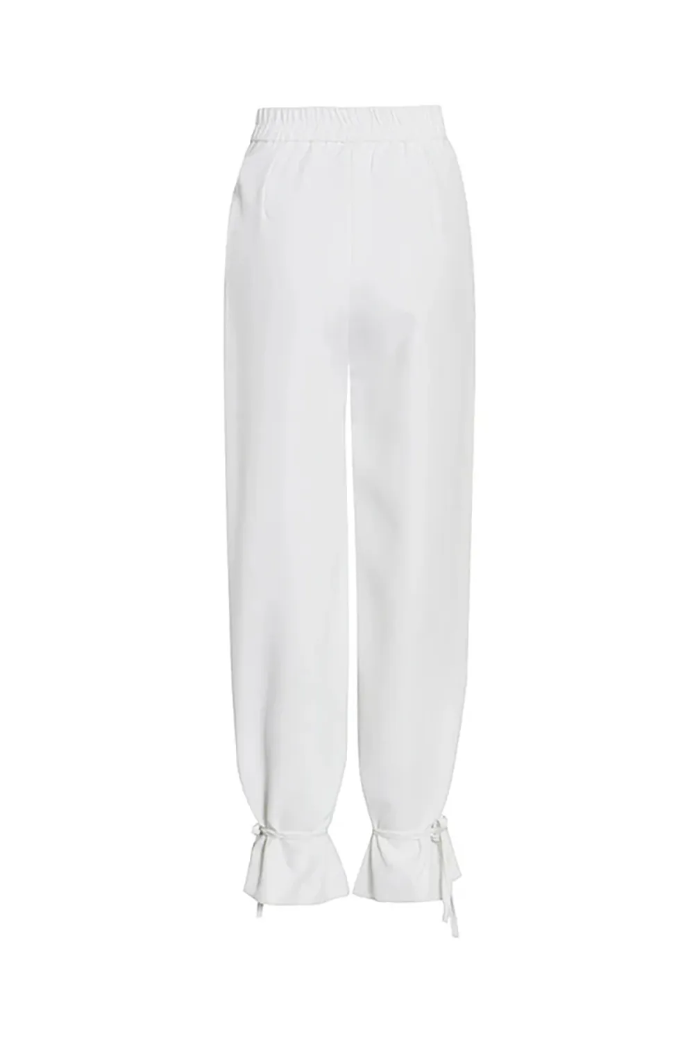 Smart Casual Monochrome Ruched Detail High Waist Ankle Tie Suit Pants