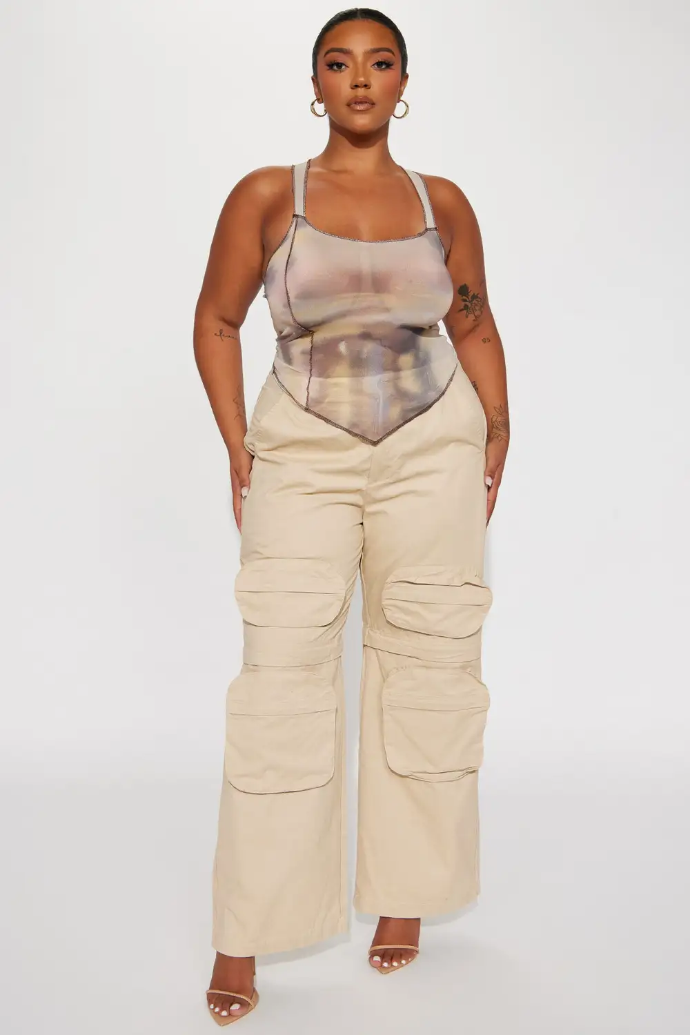 Scenic Route Mesh Top - Taupe/combo