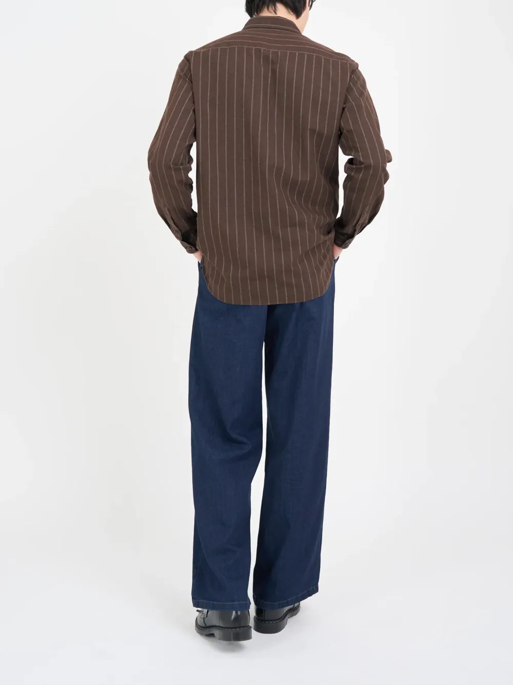 Casual Style Long Sleeve Brown Cotton-Linen Shirt