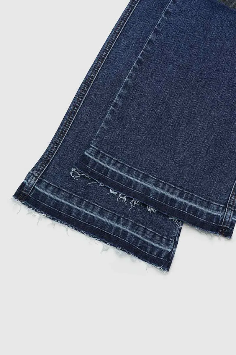 Dual Button Ripped Raw Hem High Rise Bootcut Jeans