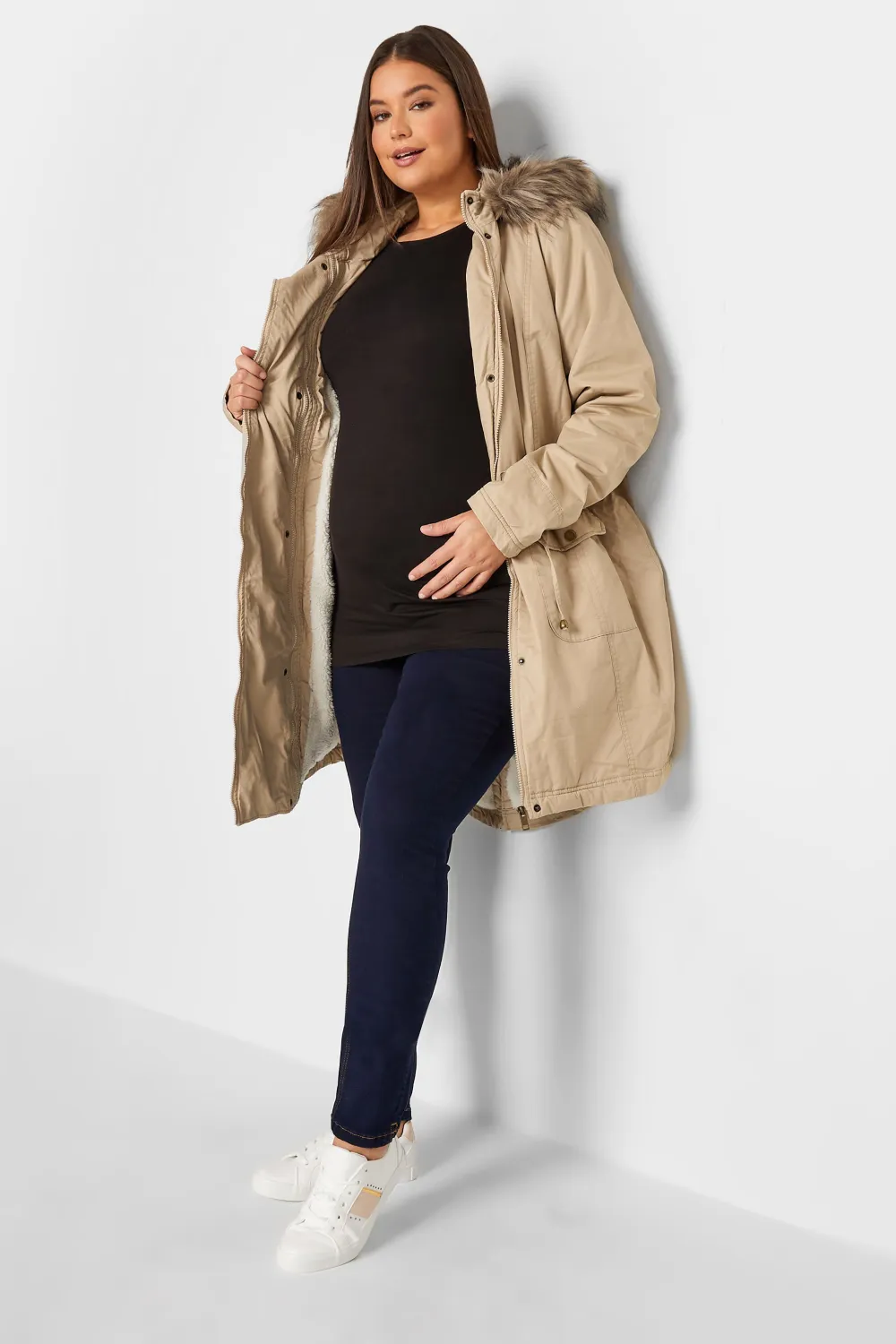 LTS Tall Beige Brown Maternity Parka