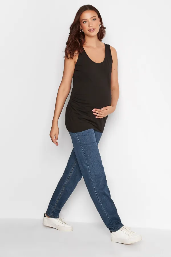 LTS Tall Maternity Indigo Blue Washed UNA Stretch Mom Jeans