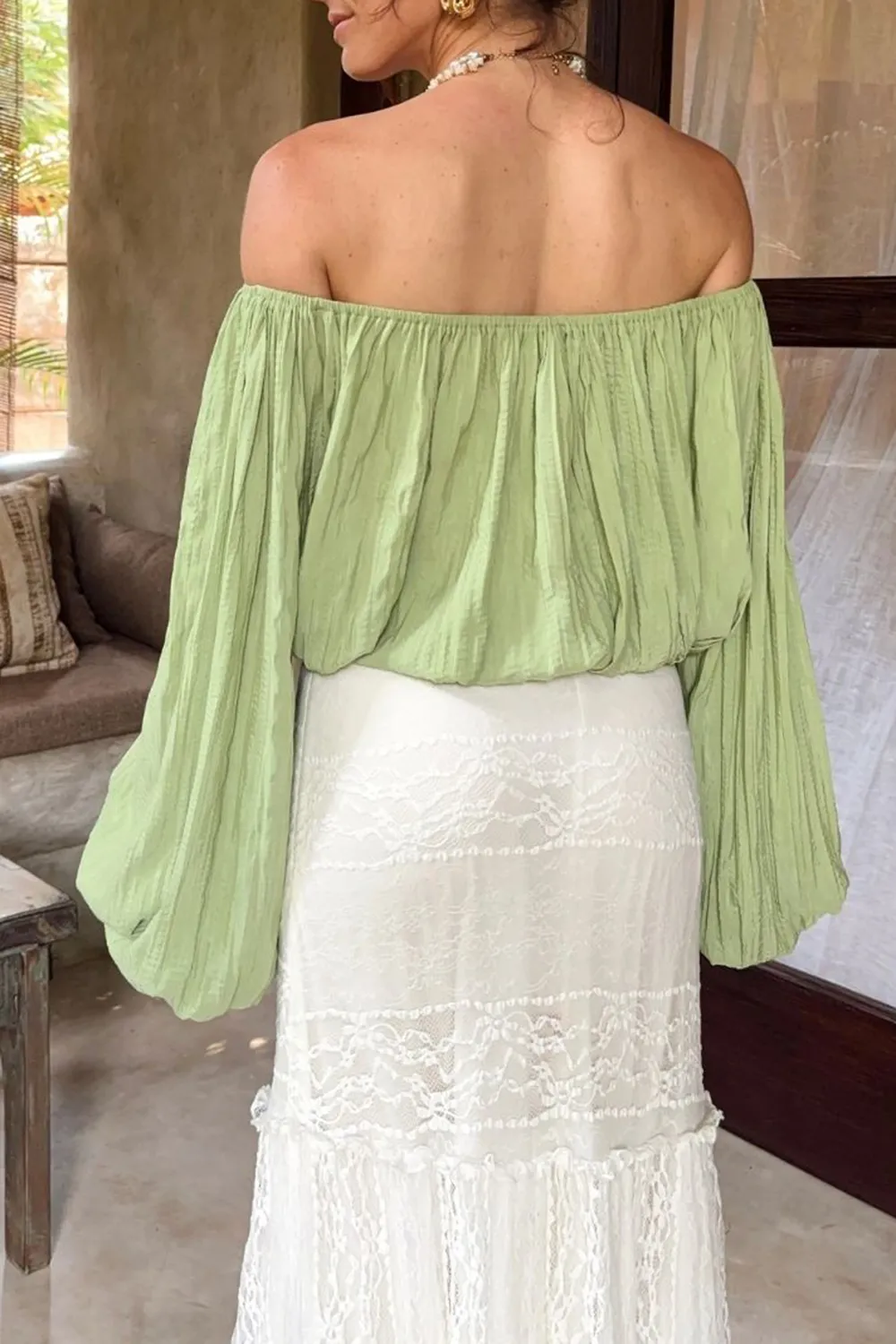 Green off Shoulder Top