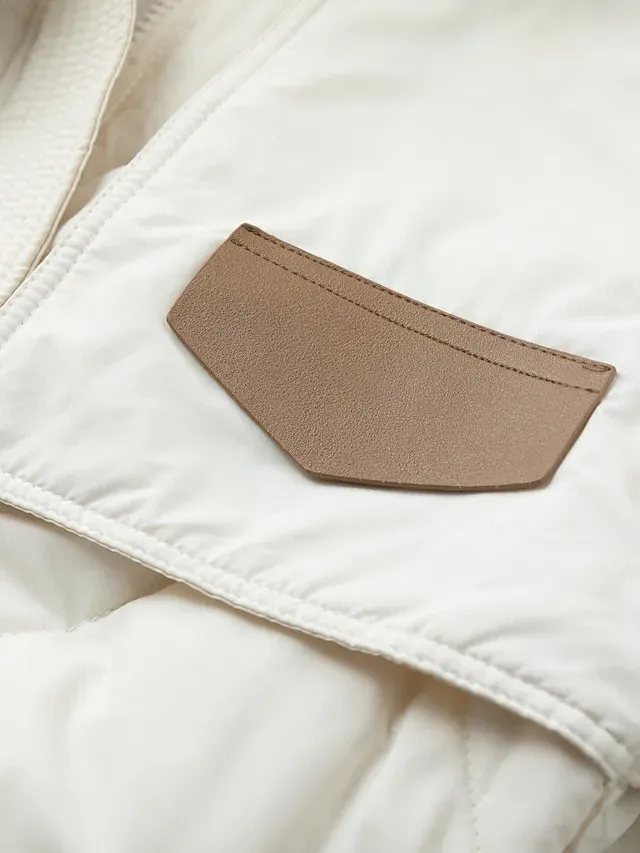 Women's Parka Warm Long Puffer Jacket Zipper with Fur Collar Hood Winter Outdoor Street Daily Wear with Pocket Vacation Modern Casual Plain Regular Fit Outerwear Long Sleeve Fall Black White Khaki