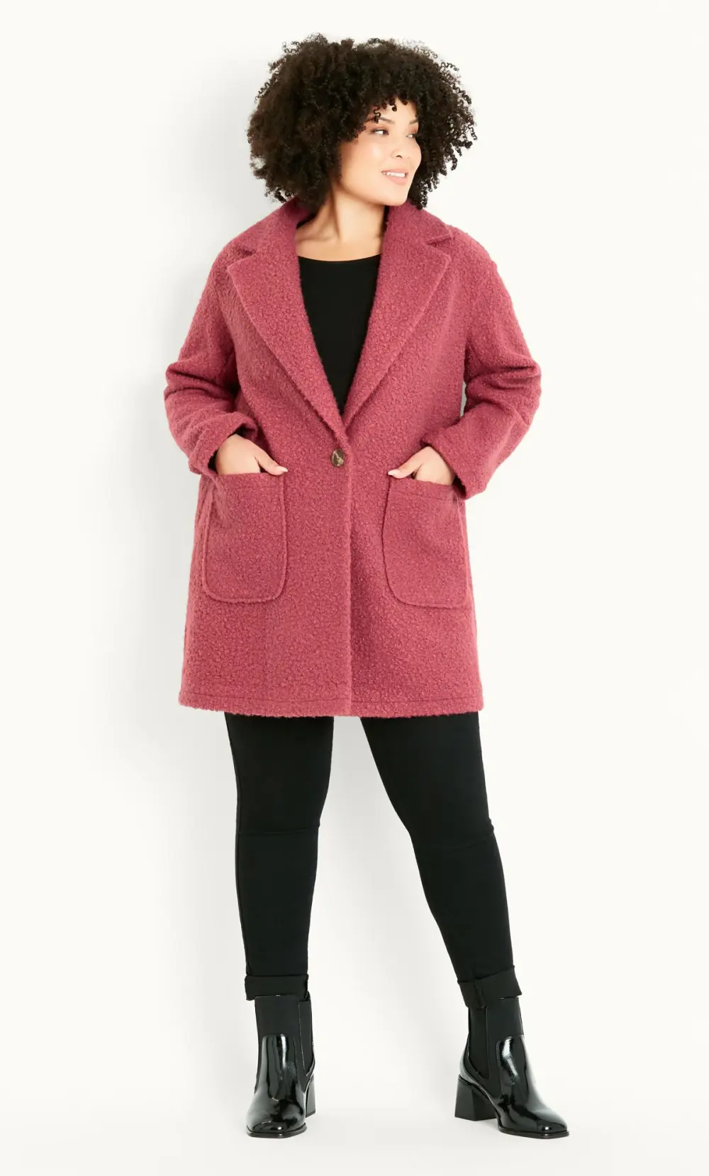 Evans Pink Boucle Coat