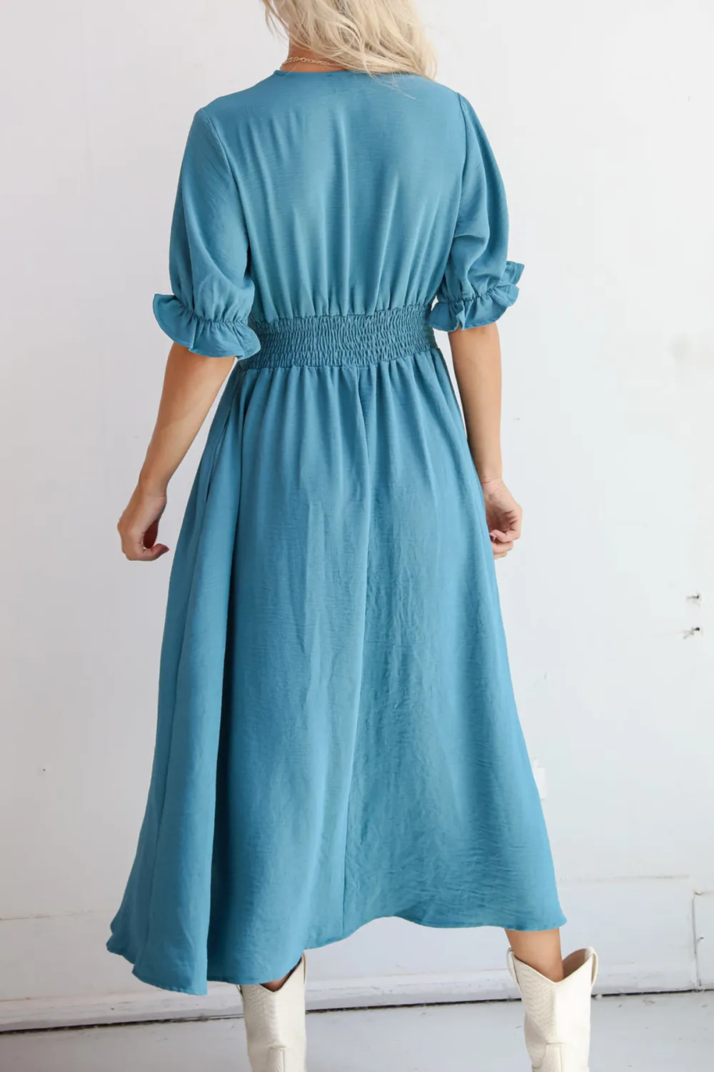 Exceptionally Graceful Teal Midi Dress