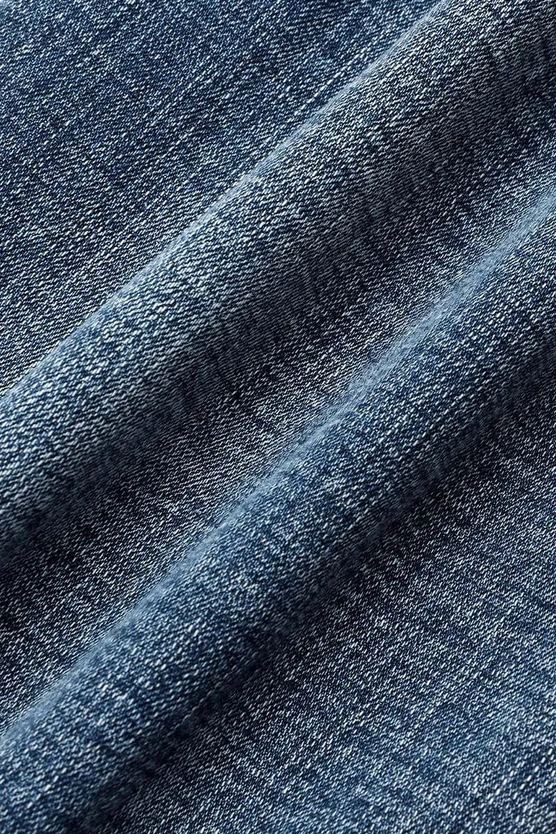 Star & Moon Pattern Button Front Mid Rise Bootcut Jeans