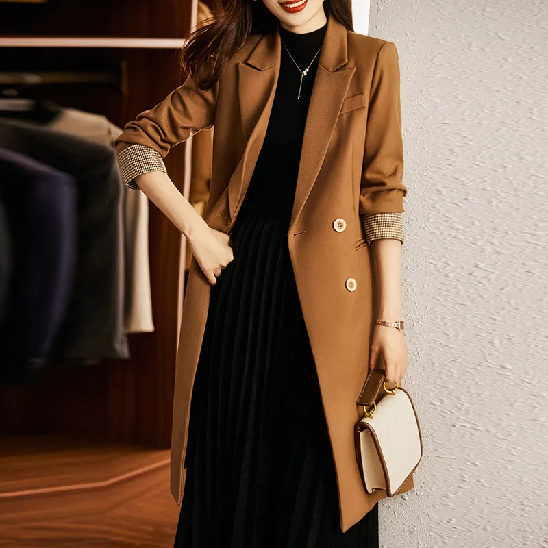 High-quality blue suit windbreaker coat