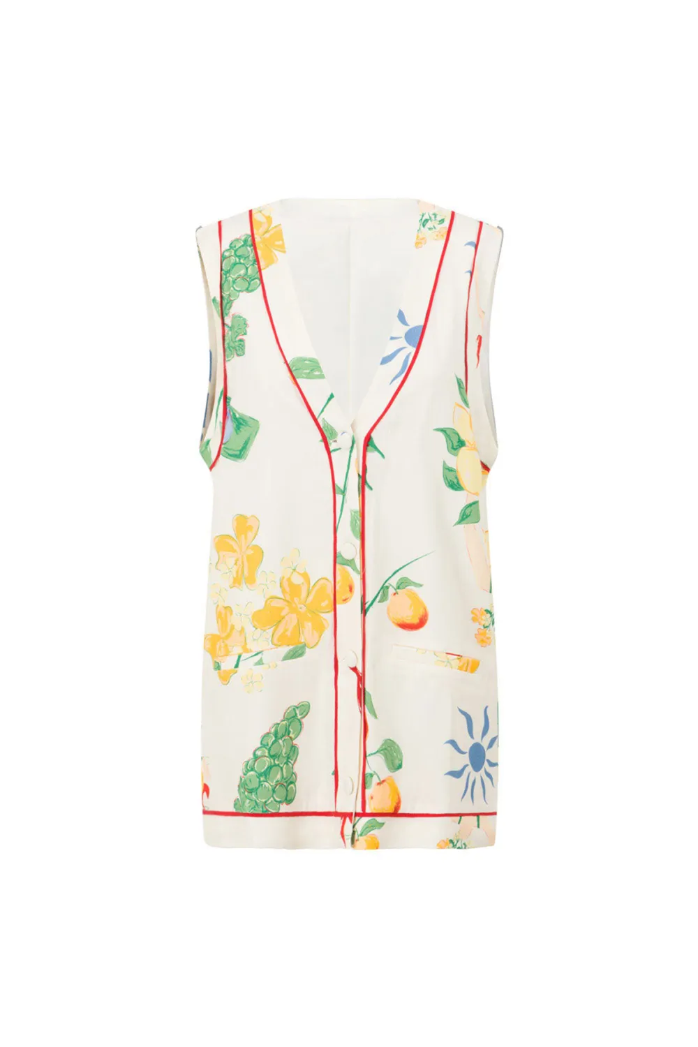 Floral Print Sleeveless Button Up Blouse