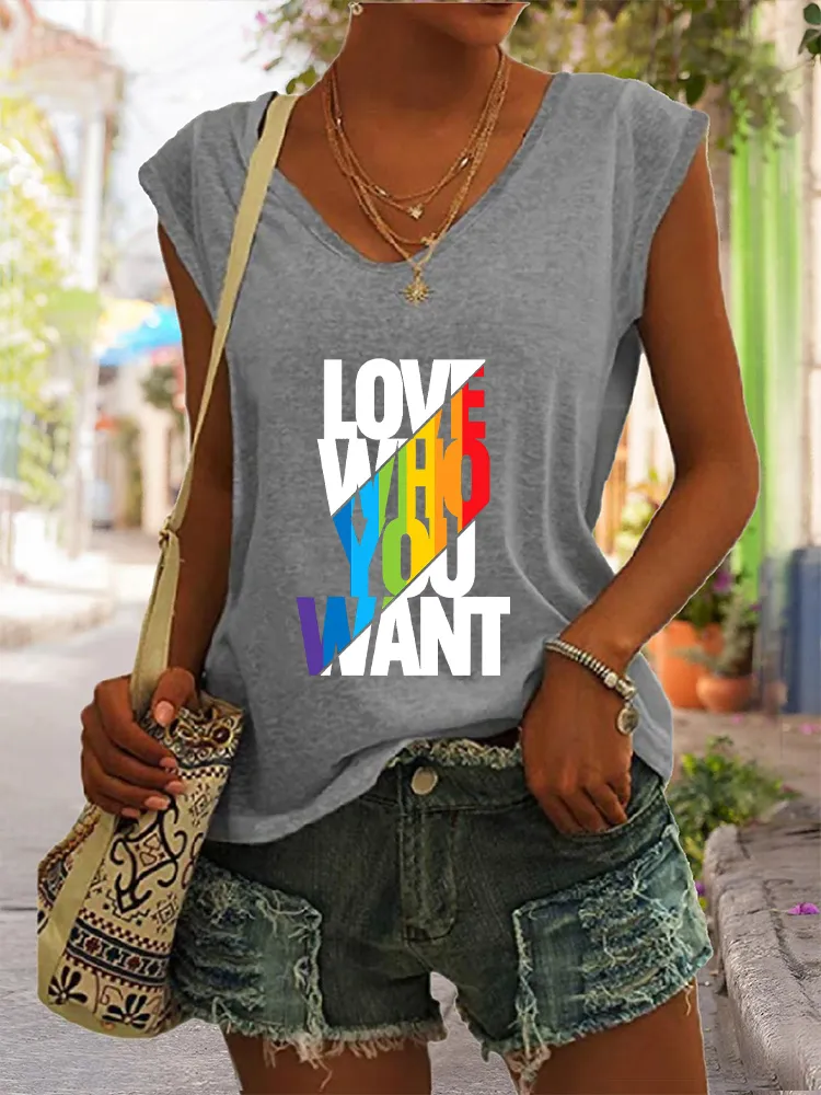 Women's Gay Day Love Who You Want V-neck Vest