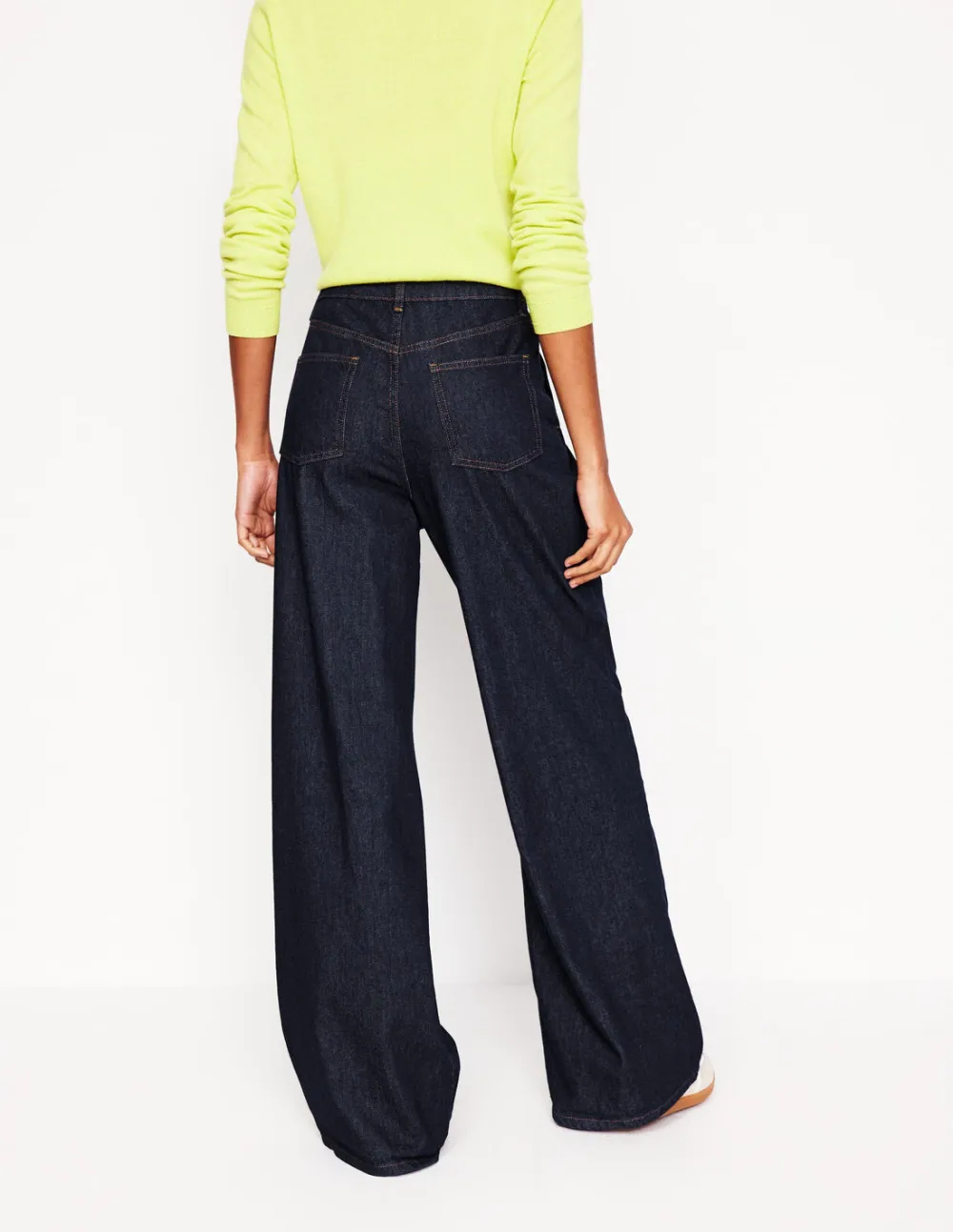 Dark Blue Mid - Rise Fluid Denim Pants