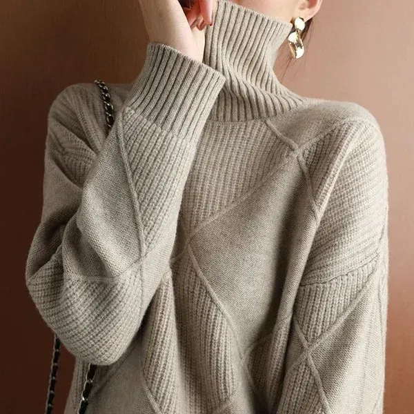 Loose Cashmere Turtleneck Sweater Cardigan-FREE SHIPPING