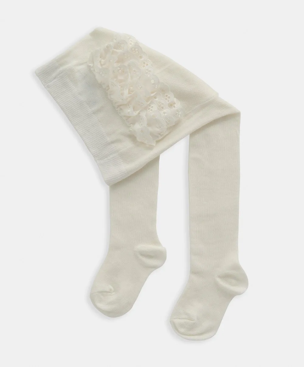 Ruffle Frill Tights - Off White